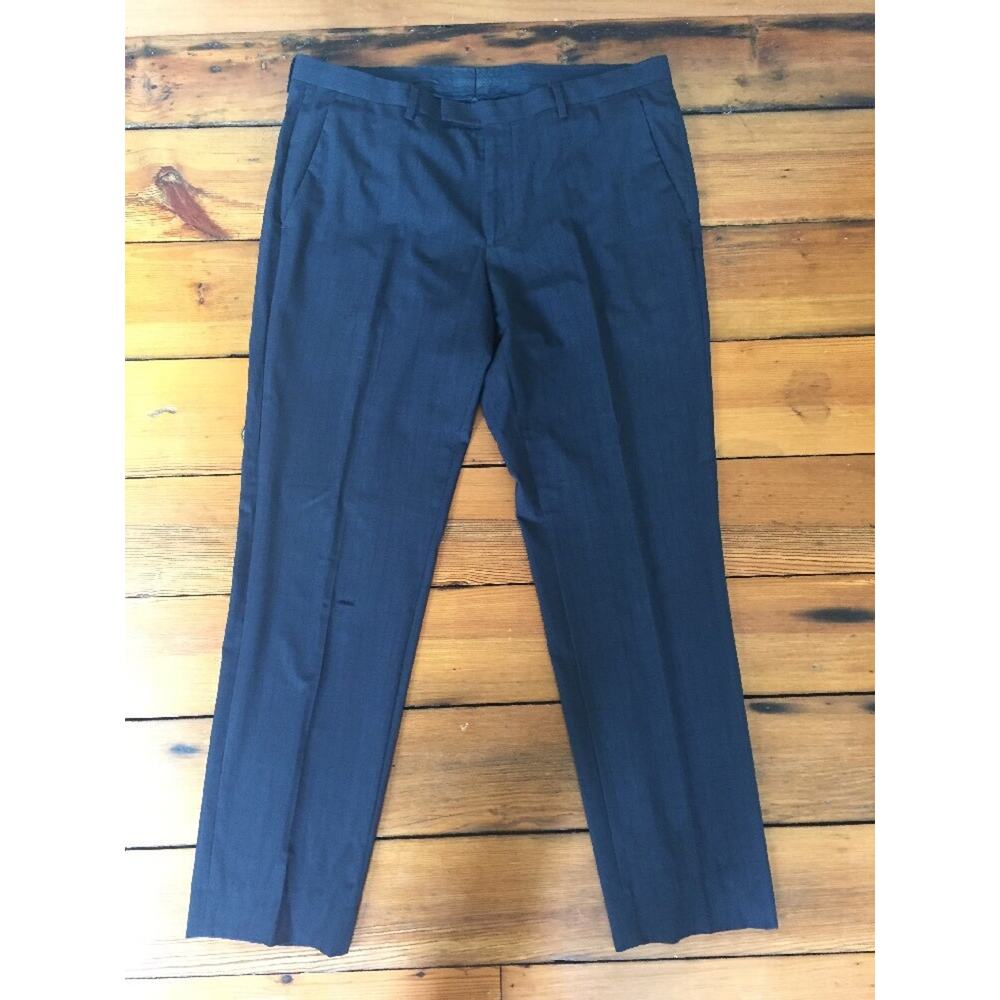 Hugo Boss James 5 Sharp 7 Lambs Wool Navy Blue Pinstripe Dress Pants 35x31 40R